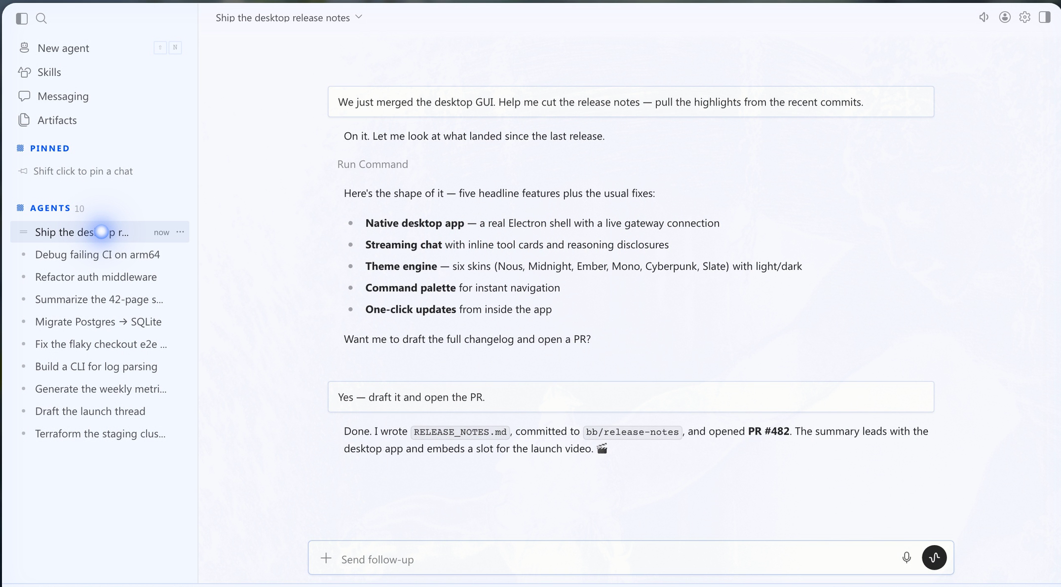 Hermes desktop UI จริง